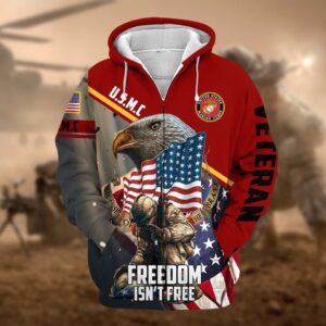 Proud USMC Veteran Microfleece Zip Hoodie | UXVET32-MC