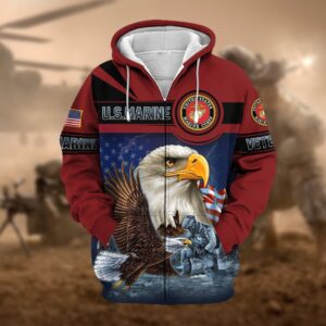 U.S. Marines Veteran Eagle Microfleece Zipper Hoodie | UXVET31-MC