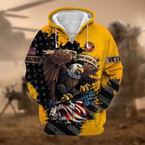 U.S. Marines Veteran Microfleece Zip Hoodie Gift for Dad | UXVET41-MC2