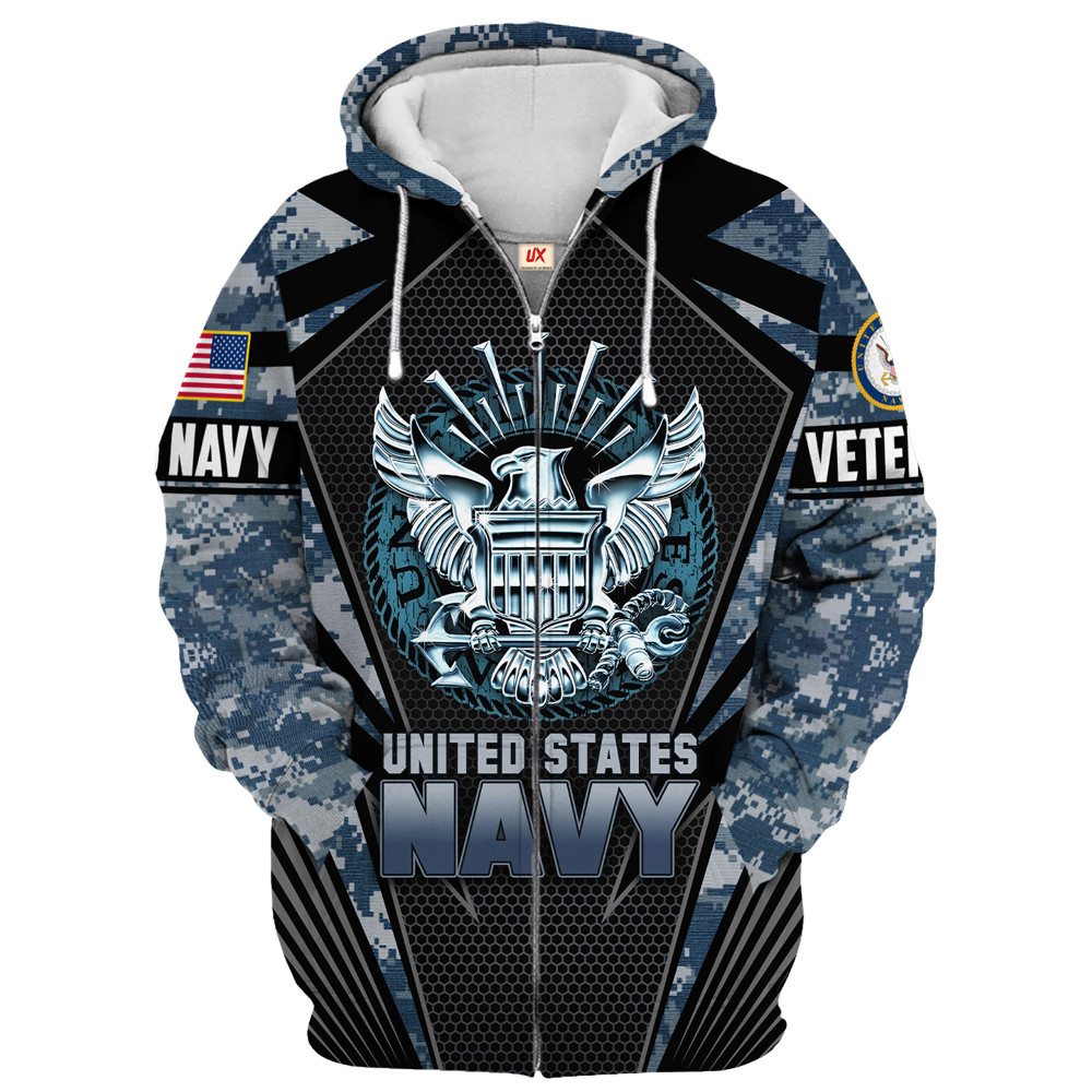 NAVY Veteran Ultra Comfort Microfleece Hoodie | UXVET27-NV NAVY Veteran Ultra Comfort Microfleece Hoodie | UXVET27-NV