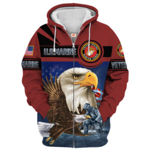 U.S. Marine Corps Veteran Cozy Microfleece Zip Hoodie | UXVET31-MC
