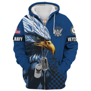 NAVY Veteran USA Themed Microfleece Hoodie | UXVET18-NV