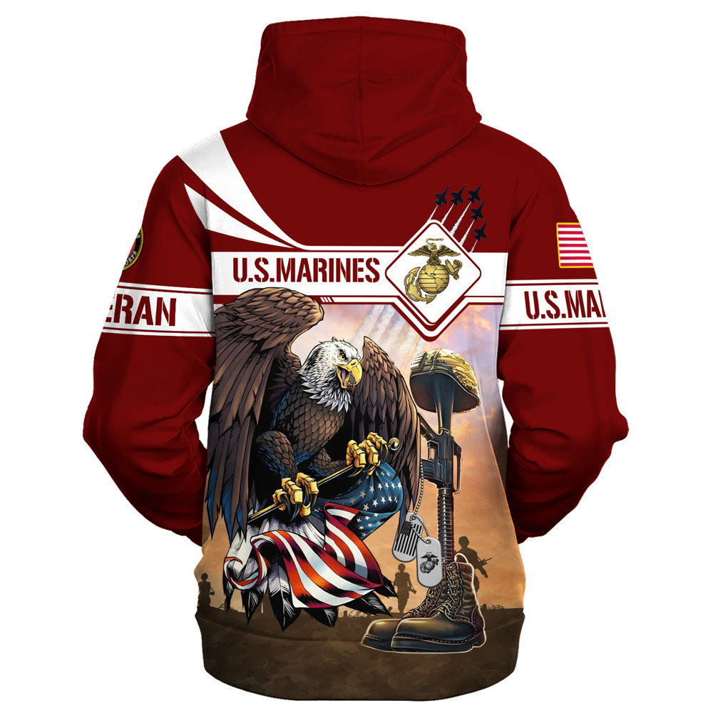 Marines Veteran Symbol Microfleece Zipper Hoodie | UXVET30-MC Marines Veteran Symbol Microfleece Zipper Hoodie | UXVET30-MC