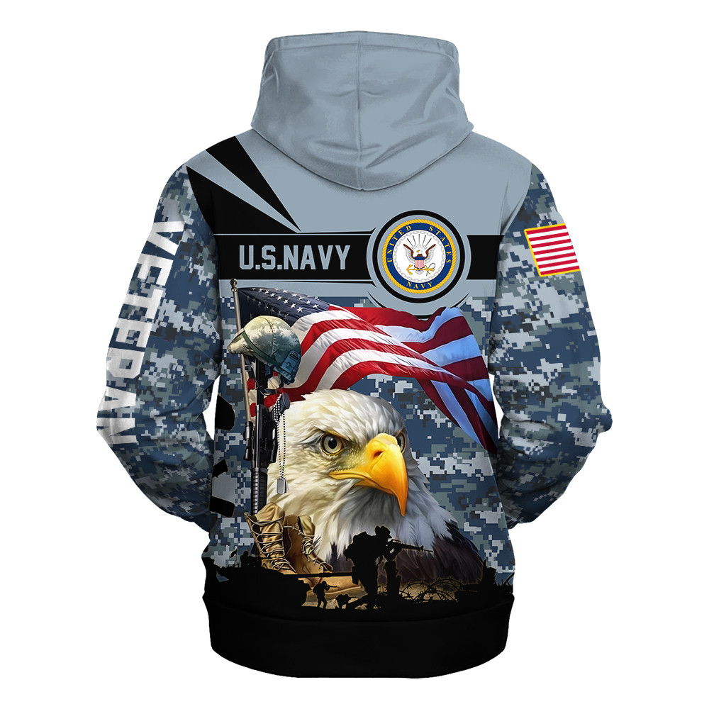 NAVY Veteran Microfleece Zip Hoodie for Daily Wear | UXVET29-NV NAVY Veteran Microfleece Zip Hoodie for Daily Wear | UXVET29-NV