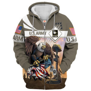 U.S. Army Veteran Charcoal Microfleece Zipper Hoodie | UXVET30-AM