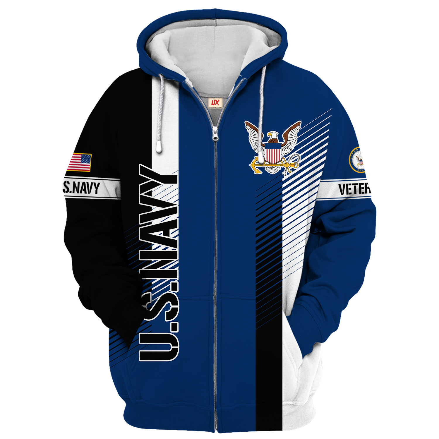 U.S. Navy Veteran Microfleece Zipper Hoodie | UXVET85-NV U.S. Navy Veteran Microfleece Zipper Hoodie | UXVET85-NV