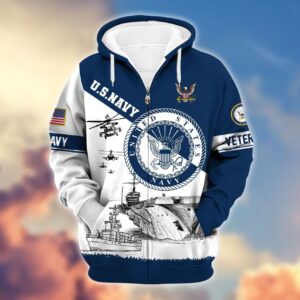 Premium Proudly Served NAVY Zip Hoodie, Gifts For Veterans, Gifts For Veterans Day