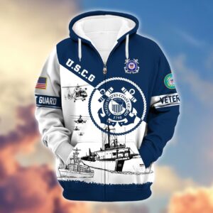 Premium Proudly Served COAST GUARD Zip Hoodie, Gifts For Veterans, Gifts For Veterans Day