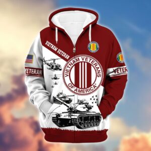 Premium Proudly Served VIETNAM VETERAN Zip Hoodie, Gifts For Veterans, Gifts For Veterans Day