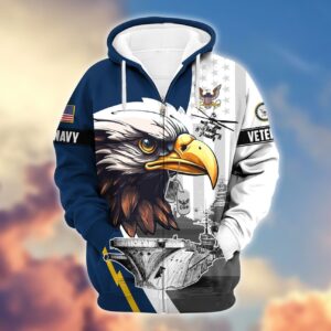 Premium Proudly Served NAVY Zip Hoodie, Gifts For Veterans, Gifts For Veterans Day
