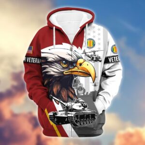 Premium Proudly Served VIETNAM VETERAN Zip Hoodie, Gifts For Veterans, Gifts For Veterans Day