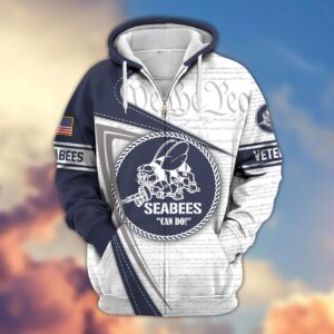 Premium Proudly Served SEABEE Zip Hoodie, Gifts For Veterans, Gifts For Veterans Day