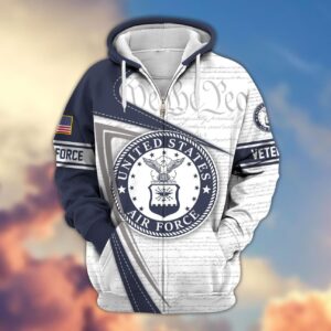 Air Force Veteran Symbol Microfleece Hoodie – Gift for Air Force Supporters