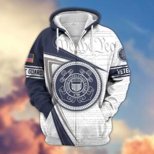 Premium Proudly Served COAST GUARD Zip Hoodie, Gifts For Veterans, Gifts For Veterans Day