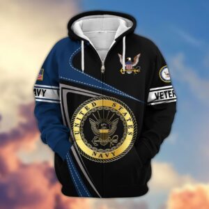 Premium Proudly Served NAVY Zip Hoodie, Gifts For Veterans, Gifts For Veterans Day