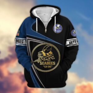 Premium Proudly Served SEABEE Zip Hoodie, Gifts For Veterans, Gifts For Veterans Day
