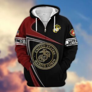 U.S. Marine Corps Veteran Red Microfleece Zipper Hoodie