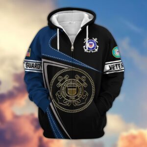 Premium Proudly Served COAST GUARD Zip Hoodie, Gifts For Veterans, Gifts For Veterans Day