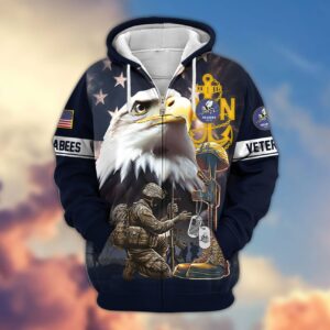 Premium Proudly Served SEABEE Zip Hoodie, Gifts For Veterans, Gifts For Veterans Day