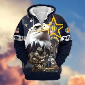 Premium Proudly Served VIETNAM VETERAN Zip Hoodie, Gifts For Veterans, Gifts For Veterans Day