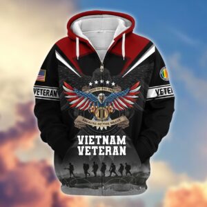 Premium Proudly Served VIETNAM VETERAN Zip Hoodie, Gifts For Veterans, Gifts For Veterans Day