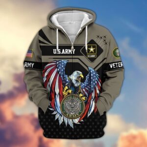 U.S. ARMY Veteran Microfleece Zipper Hoodie for Everyday Wear