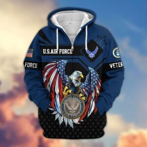 Military USAF Veteran Zipper Hoodie – Gift for Those Who Served