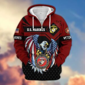 USMC Veteran Duty & Honor Microfleece Zipper Hoodie