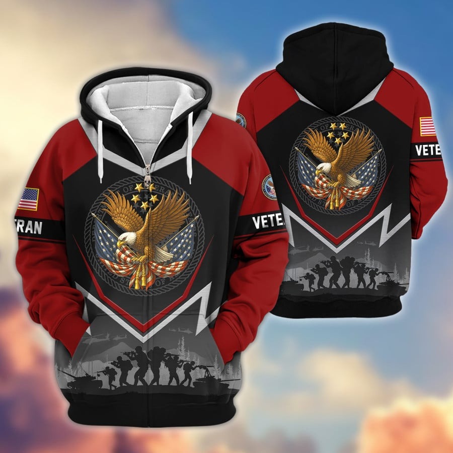 Veteran Microfleece Hoodie with Zipper – Patriotic Gift Veteran Microfleece Hoodie with Zipper – Patriotic Gift