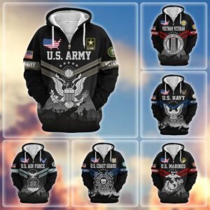 Veteran Symbol Microfleece Zipper Hoodie – Gift for Loved Ones