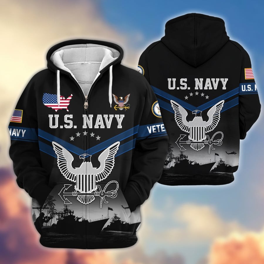 U.S. NAVY Veteran Microfleece Zipper Hoodie – Honor & Courage Edition U.S. NAVY Veteran Microfleece Zipper Hoodie – Honor & Courage Edition