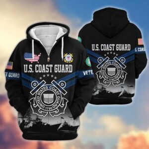 Veteran Badge Microfleece Zipper Hoodie – Gift for Soldiers