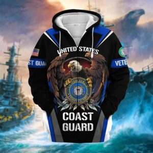 USCG Veteran Hooded Microfleece Zip Jacket – Gift for Heroes