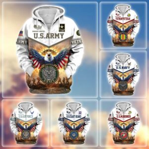 A3 – Military US Veteran All Over Print Microflee Zipper Hoodie