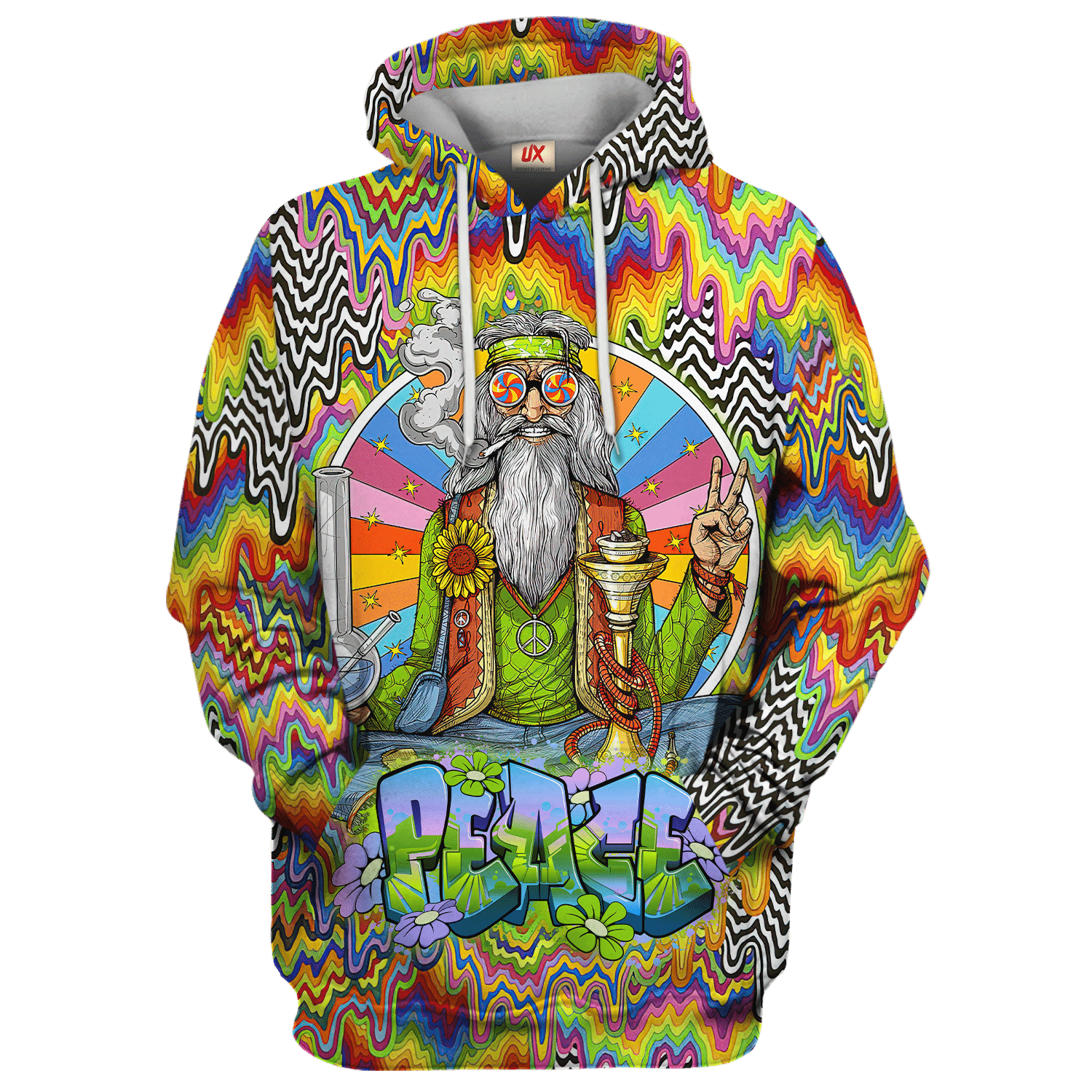 Hippie Art Wave Style 3D All Over Print Hoodie HBL-HP-31 Hippie Art Wave Style 3D All Over Print Hoodie HBL-HP-31