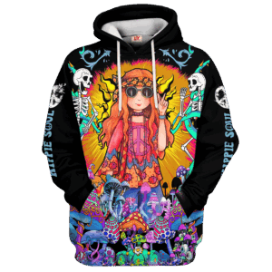 Hippie Psychedelic Vibes Style 3D AOP Hoodie NV-HP-25