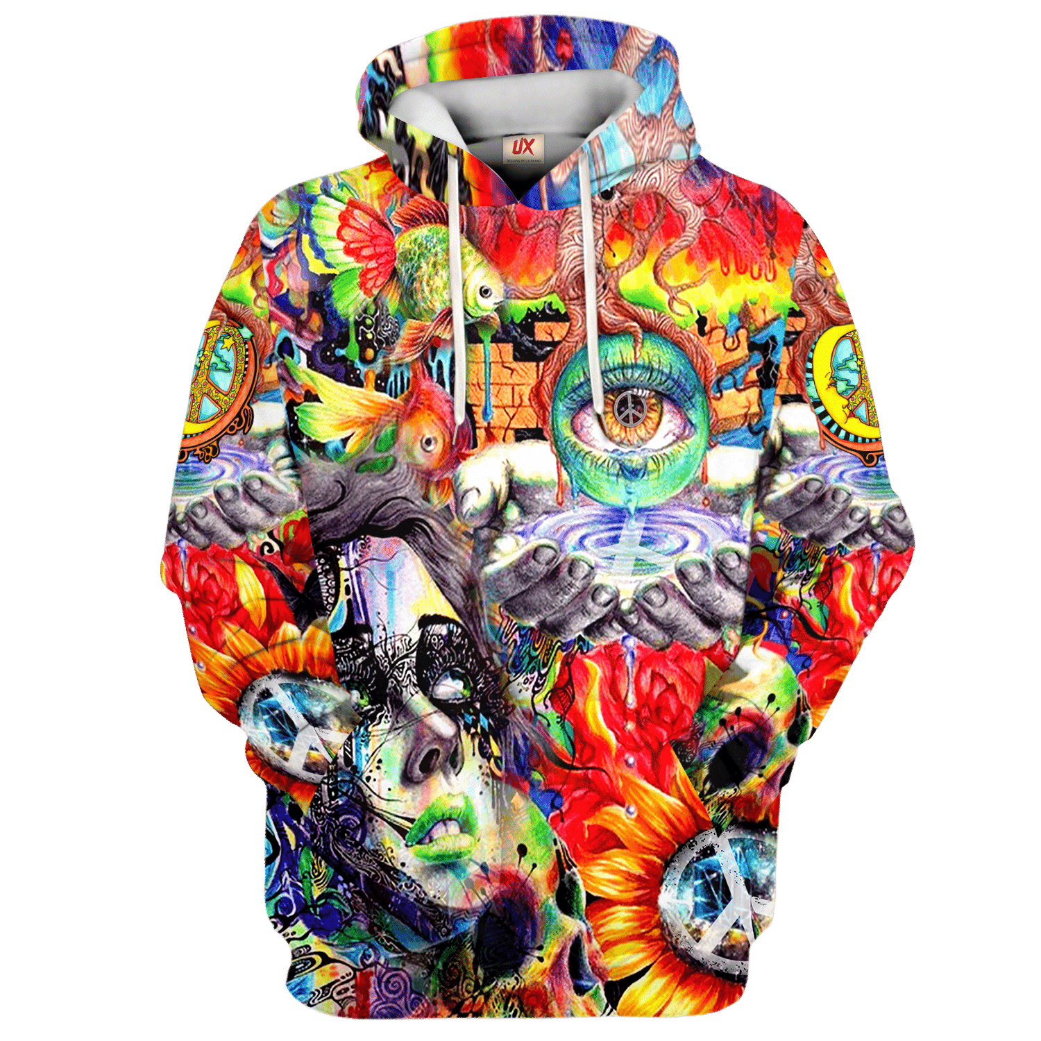 Hippie Cosmic Love Style 3D AOP Hoodie NV-HP-35 Hippie Cosmic Love Style 3D AOP Hoodie NV-HP-35