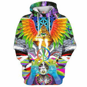 Hippie Retro Artwork Style 3D AOP Hoodie NV-HP-46
