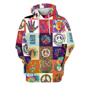 Hippie Psychedelic Wave Style 3D Microfleece Hoodie NV-HP-76