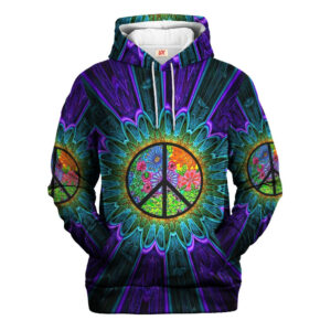 Hippie Peace Art Style 3D Microfleece Hoodie UXHI06