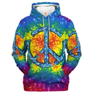 Hippy Retro Color Wave Style 3D All Over Print Hoodie HBLHI69