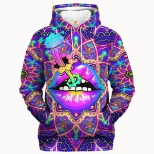 Hippy Retro Psy Style 3D Microfleece Hoodie TQTHI03