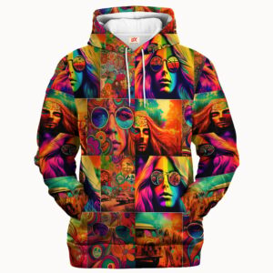Hippie Retro Psy Look 3D Microfleece Hoodie TQTHI06