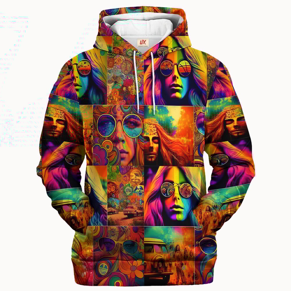 Hippie Retro Psy Look 3D Microfleece Hoodie TQTHI06 Hippie Retro Psy Look 3D Microfleece Hoodie TQTHI06