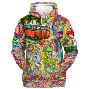 Hippy Retro Psy Look 3D Microfleece Hoodie HBLTHI20