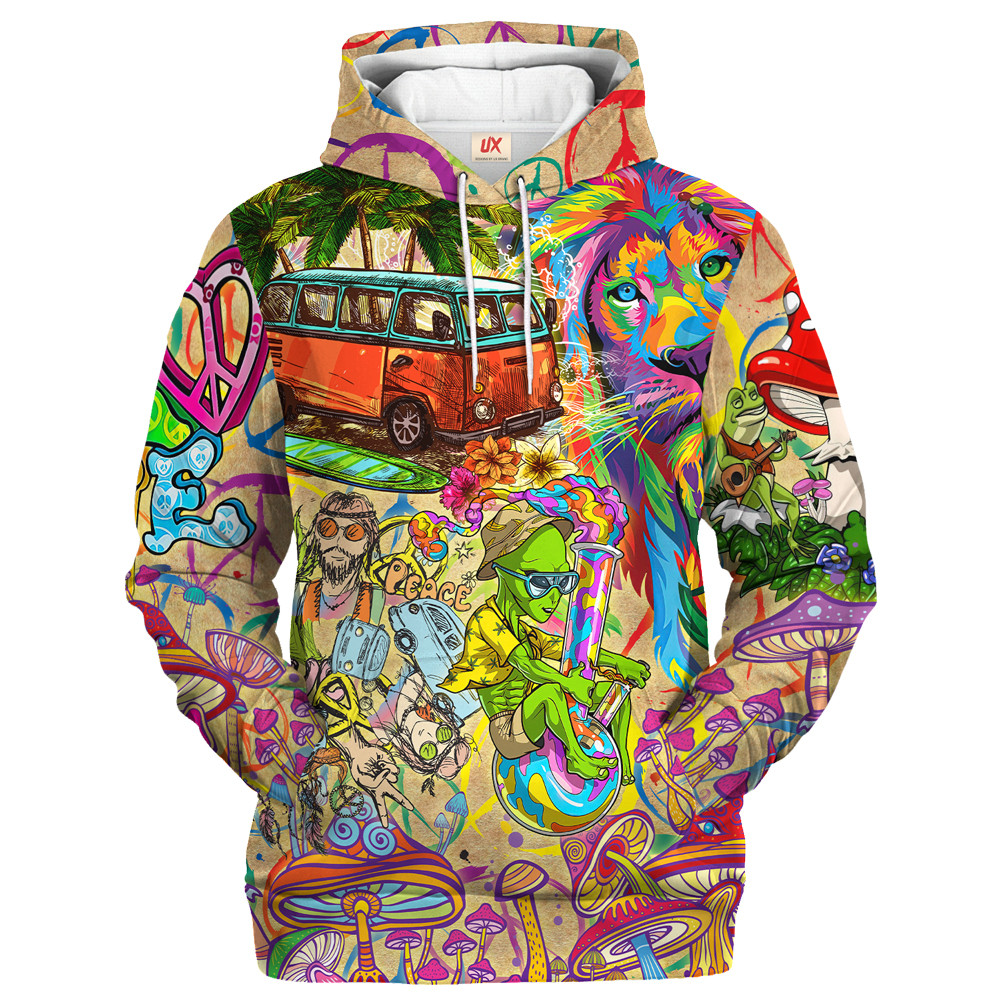 Hippy Retro Psy Look 3D Microfleece Hoodie HBLTHI20 Hippy Retro Psy Look 3D Microfleece Hoodie HBLTHI20