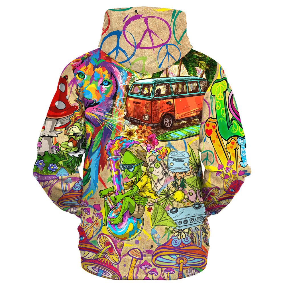 Hippy Retro Psy Look 3D Microfleece Hoodie HBLTHI20 Hippy Retro Psy Look 3D Microfleece Hoodie HBLTHI20