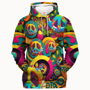 Hippie Retro Psy Style 3D Microfleece Hoodie TQTHI26