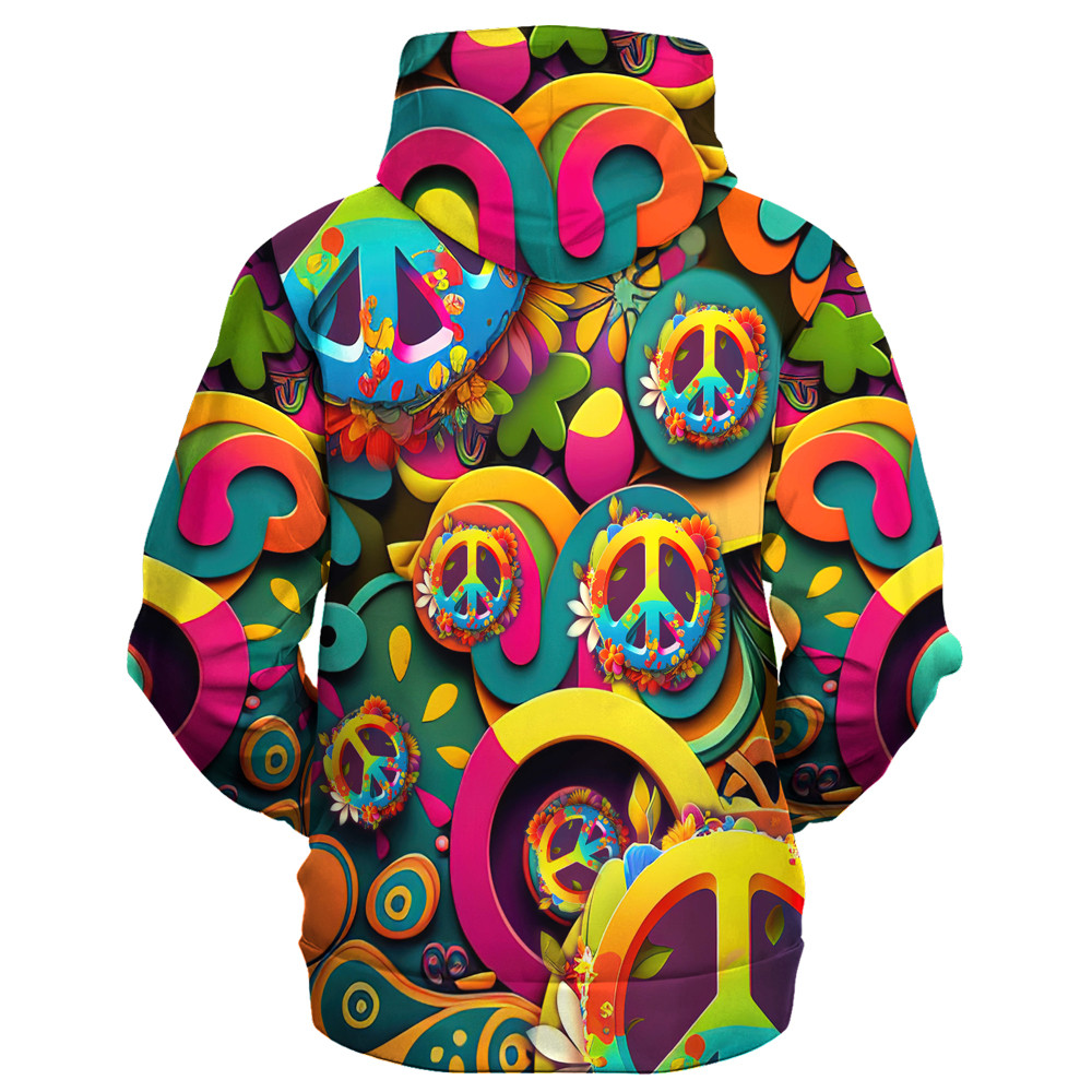 Hippie Retro Psy Style 3D Microfleece Hoodie TQTHI26 Hippie Retro Psy Style 3D Microfleece Hoodie TQTHI26