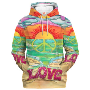 Hippie 3D All Over Print Microfleece Pullover Hoodie HBLTHI62